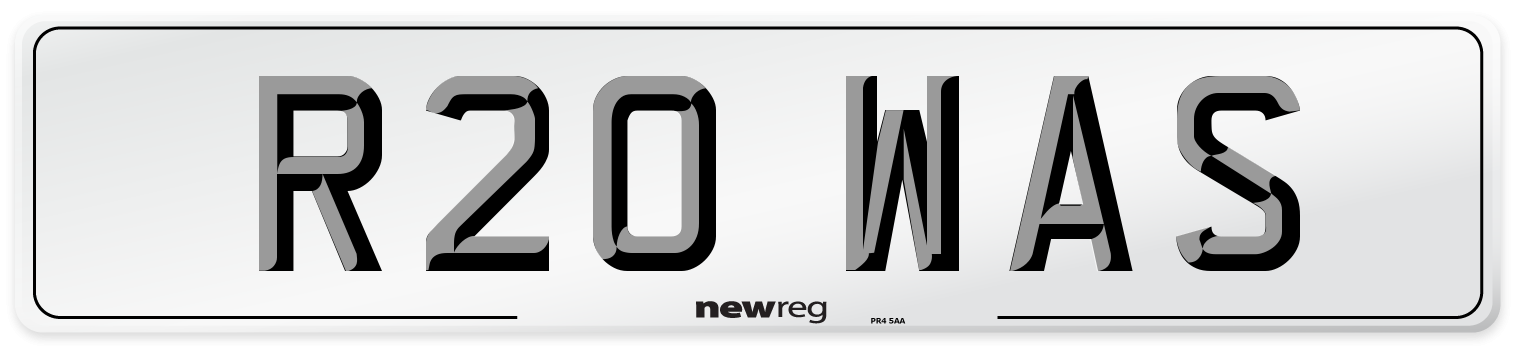 R20 WAS Number Plate from New Reg